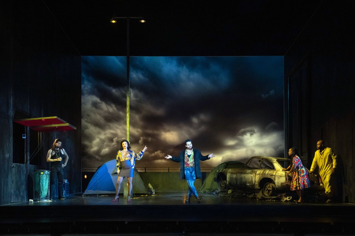 Callum Thorpe as Sparafucile, Alyona Abramova as Maddalena, Leonardo Sánchez as the Duke of Mantua, Raven MacMillon as Gilda and Blake Denson as Rigoletto